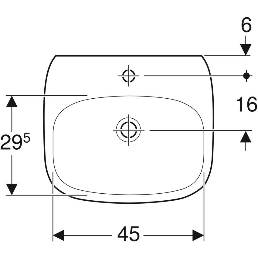 Immagine di Geberit FANTASIA lavamani L.50 cm, con foro rubinetteria e troppopieno, colore bianco finitura lucido 500.893.00.1