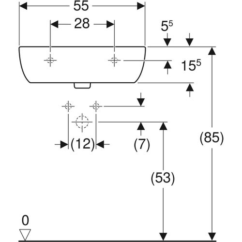 Immagine di Geberit FANTASIA lavabo L.55 cm, con foro rubinetteria e troppopieno, colore bianco finitura lucido 500.892.00.1