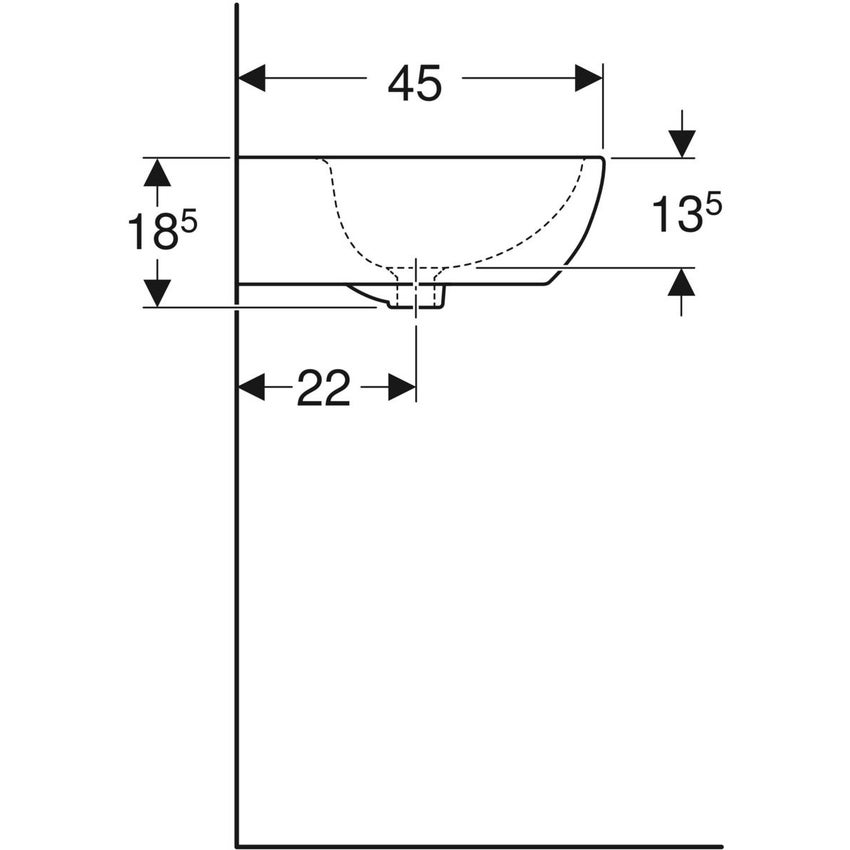 Immagine di Geberit FANTASIA lavabo L.55 cm, con foro rubinetteria e troppopieno, colore bianco finitura lucido 500.892.00.1