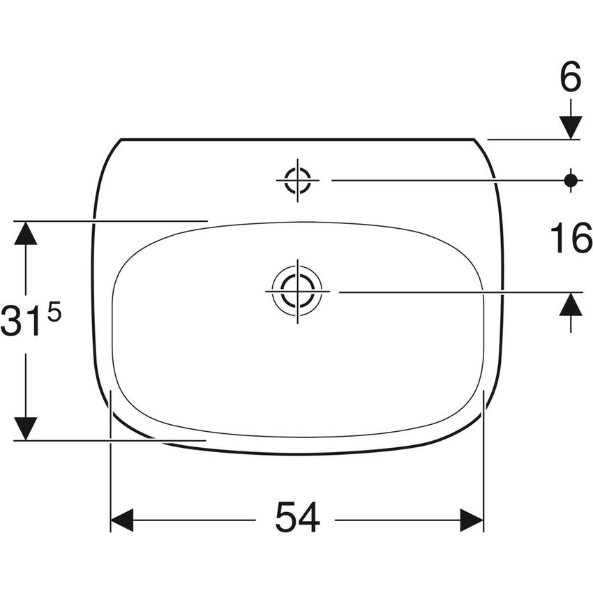 Immagine di Geberit FANTASIA lavabo L.60 cm, con foro rubinetteria e troppopieno, colore bianco finitura lucido 500.906.00.1