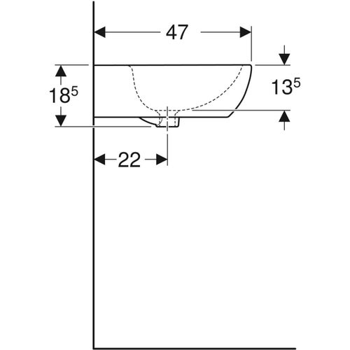 Immagine di Geberit FANTASIA lavabo L.65 cm, con foro rubinetteria e troppopieno, colore bianco finitura lucido 500.863.00.1