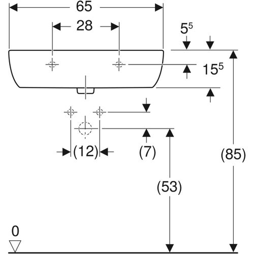 Immagine di Geberit FANTASIA lavabo L.65 cm, con foro rubinetteria e troppopieno, colore bianco finitura lucido 500.863.00.1