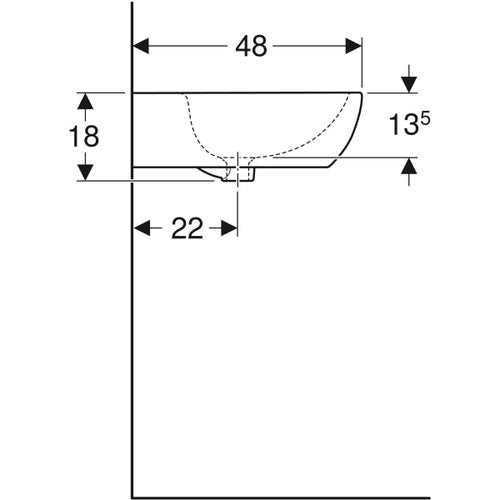Immagine di Geberit FANTASIA lavabo L.70 cm, con foro rubinetteria e troppopieno, colore bianco finitura lucido 500.852.00.1