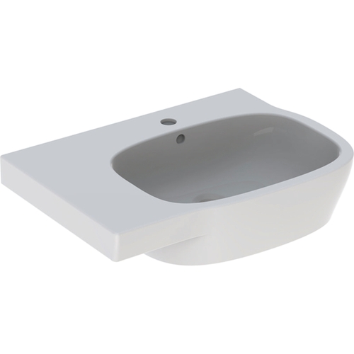 Immagine di Geberit FANTASIA lavamani L.65 cm, con foro rubinetteria, troppopieno e ripiano d'appoggio a sinistra, colore bianco finitura lucido 500.879.00.1