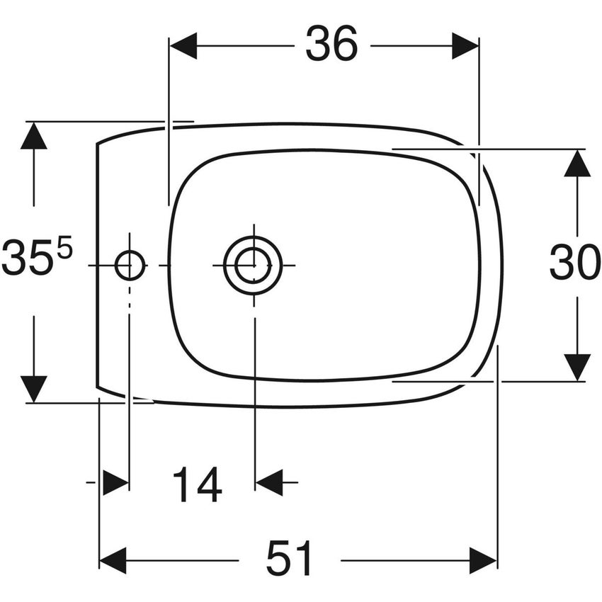 Immagine di Geberit FANTASIA bidet sospeso, con foro rubinetteria e troppopieno, colore bianco finitura lucido 500.881.00.1