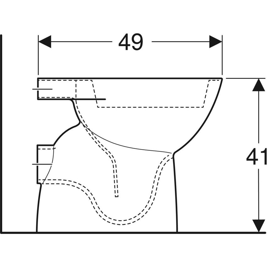 Immagine di Geberit FANTASIA vaso a pavimento a cacciata, senza sedile, con scarico orizzontale e fissaggio nascosto, colore bianco finitura lucido 500.907.00.1