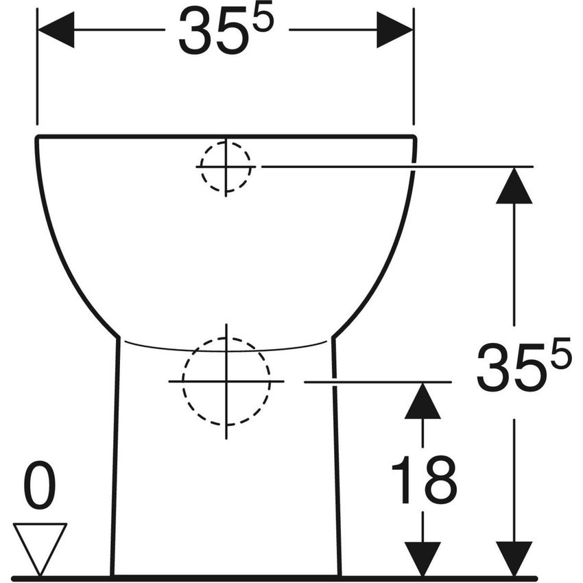 Immagine di Geberit FANTASIA vaso a pavimento a cacciata, senza sedile, con scarico orizzontale e fissaggio nascosto, colore bianco finitura lucido 500.907.00.1
