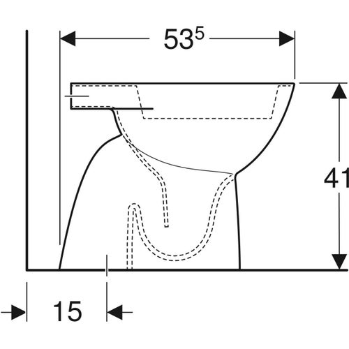 Immagine di Geberit FANTASIA vaso a pavimento a cacciata, senza sedile, con scarico verticale e fissaggi nascosti, colore bianco finitura lucido 500.854.00.1