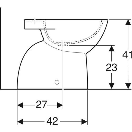 Immagine di Geberit FANTASIA bidet a pavimento, con foro rubinetteria, troppopieno e fissaggii nascosti, colore bianco finitura lucido 500.865.00.1