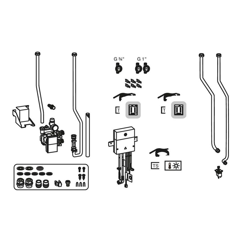 Immagine di Bosch CS15 Kit collegamento idraulico verticale (SHU) per l’utilizzo di altre fonti di calore esterne 7738112117