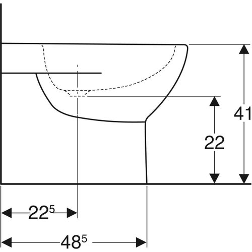 Immagine di Geberit FANTASIA bidet a pavimento a filo parete, con foro rubinetteria e fissaggio nascosto, senza troppopieno, colore bianco finitura lucido 500.866.00.1