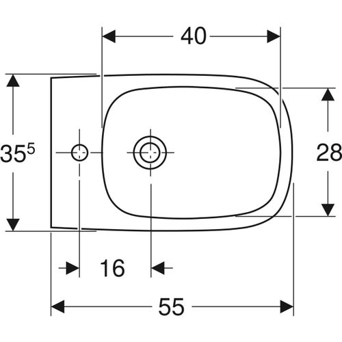 Immagine di Geberit FANTASIA bidet a pavimento a filo parete, con foro rubinetteria e fissaggio nascosto, senza troppopieno, colore bianco finitura lucido 500.866.00.1
