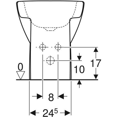 Immagine di Geberit FANTASIA bidet a pavimento a filo parete, con foro rubinetteria e fissaggio nascosto, senza troppopieno, colore bianco finitura lucido 500.866.00.1