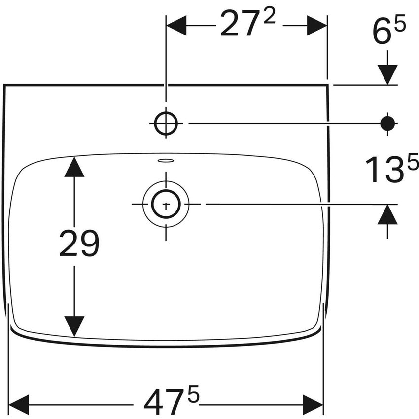 Immagine di Geberit SELNOVA SQUARE lavabo L.55 cm, con foro rubinetteria e troppopieno, colore bianco finitura lucido 500.290.01.1