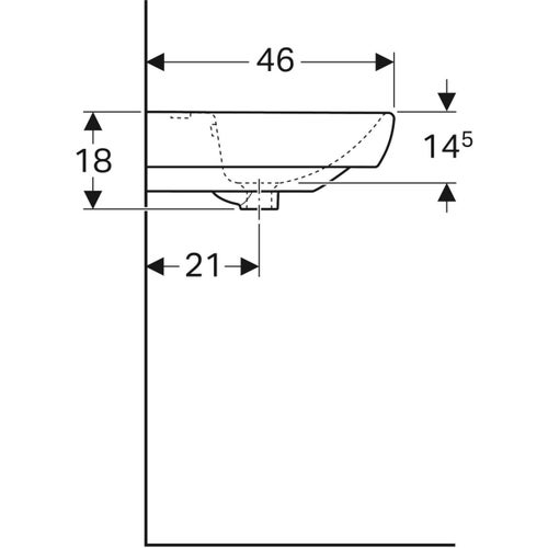 Immagine di Geberit SELNOVA SQUARE lavabo L.60 cm, con foro rubinetteria e troppopieno, colore bianco finitura lucido 500.300.01.1