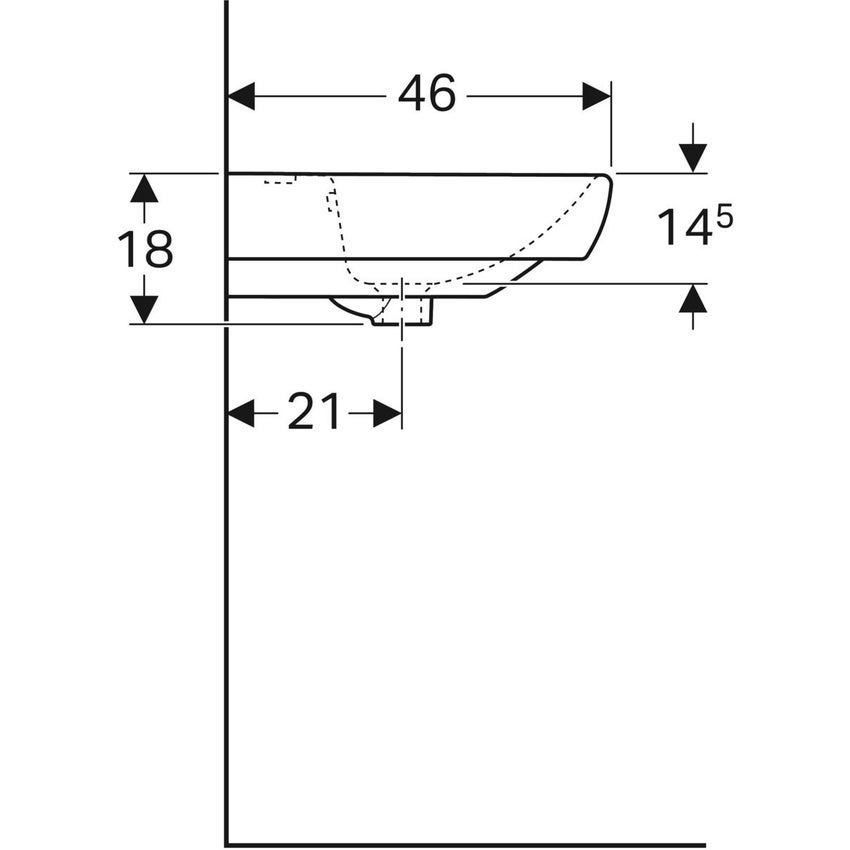 Immagine di Geberit SELNOVA SQUARE lavabo L.60 cm, con foro rubinetteria e troppopieno, colore bianco finitura lucido 500.300.01.1