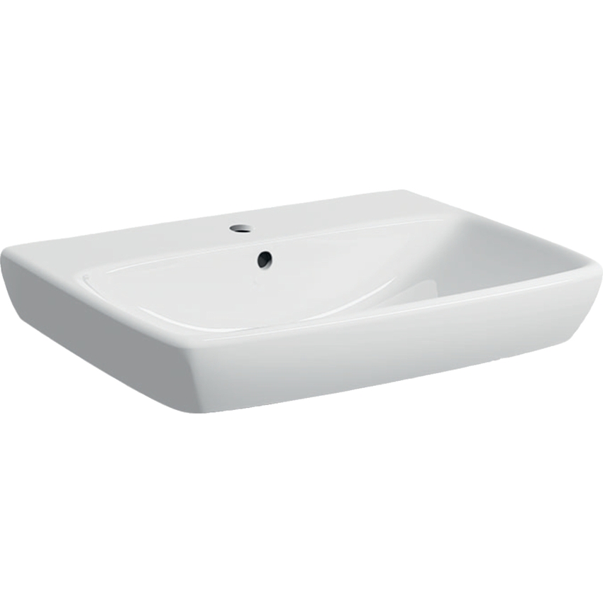 Immagine di Geberit SELNOVA SQUARE lavabo L.65 cm, con foro rubinetteria e troppopieno, colore bianco finitura lucido 500.299.01.1
