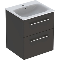 Immagine di Geberit SELNOVA SQUARE set lavabo L.55 cm, con foro rubinetteria e troppopieno, compreso di mobile sottolavabo con due cassetti, colore lava finitura opaco 501.233.00.1
