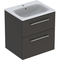 Immagine di Geberit SELNOVA SQUARE set lavabo L.60 cm, con foro rubinetteria e troppopieno, compreso di mobile sottolavabo con due cassetti, colore lava finitura opaco 501.237.00.1