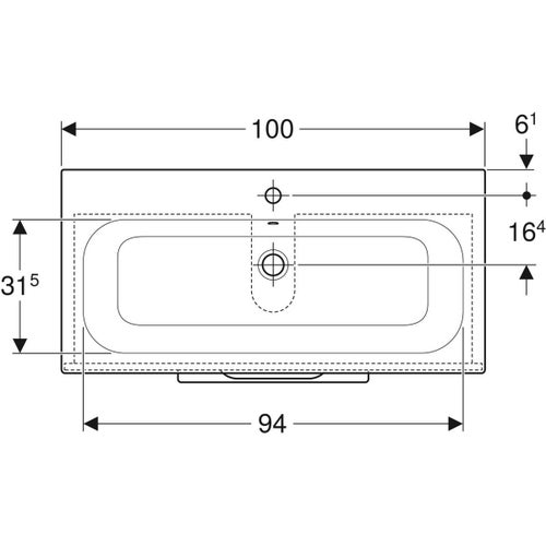 Immagine di Geberit SELNOVA SQUARE set lavabo L.100 cm, con foro rubinetteria e troppopieno, compreso di mobile sottolavabo con due cassetti, colore lava finitura opaco 501.245.00.1