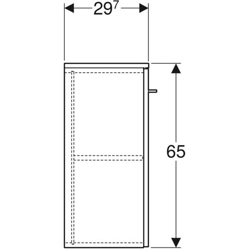 Immagine di Geberit SELNOVA SQUARE mobile laterale H.65 cm, con un'anta a chiusura ammortizzata, colore grigio lava finitura opaco 501.273.00.1