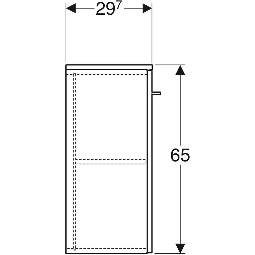 Immagine di Geberit SELNOVA SQUARE mobile laterale H.65 cm, con un'anta a chiusura ammortizzata, finitura noce americano chiaro 501.275.00.1