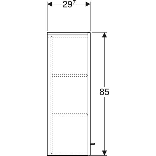 Immagine di Geberit SELNOVA SQUARE mobile a colonna H. 85 cm, con un'anta a chiusura ammortizzata, colore bianco finitura lucido  501.276.00.1