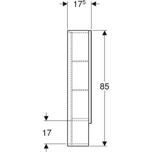 Immagine di Geberit SELNOVA SQUARE mobile specchio L.59 cm, due ante a chiusura ammortizzata, colore bianco finitura lucido 501.264.00.1