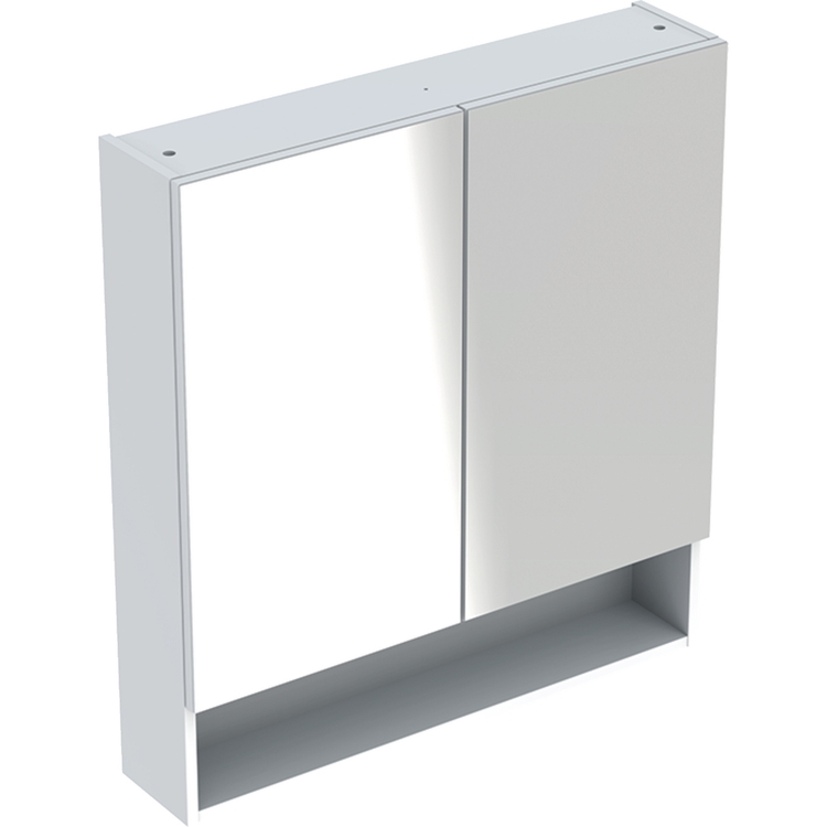 Immagine di Geberit SELNOVA SQUARE mobile specchio 58.8 cm a due ante per lavabi slim, colore bianco finitura lucido 501.264.00.1