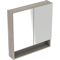 Immagine di Geberit SELNOVA SQUARE mobile specchio L.59 cm, due ante a chiusura ammortizzata, finitura noce americano chiaro 501.267.00.1