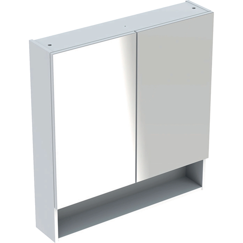 Immagine di Geberit SELNOVA SQUARE mobile specchio L.79 cm, due ante a chiusura ammortizzata, colore bianco finitura lucido 501.268.00.1