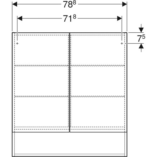 Immagine di Geberit SELNOVA SQUARE mobile specchio L.79 cm, due ante a chiusura ammortizzata, colore bianco finitura lucido 501.268.00.1