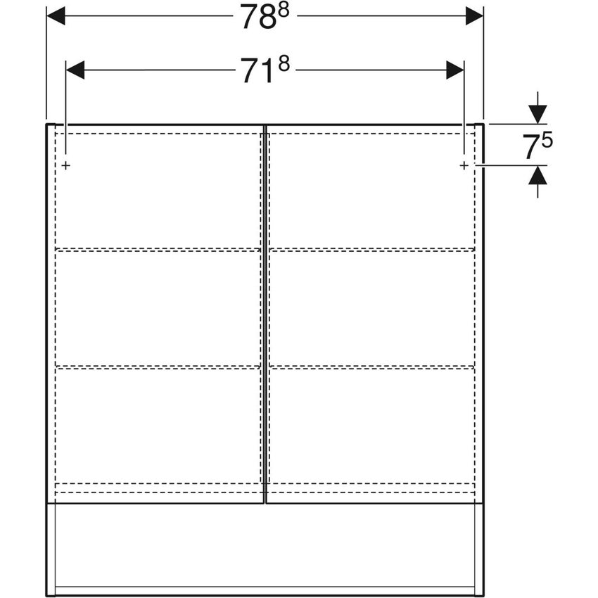 Immagine di Geberit SELNOVA SQUARE mobile specchio L.79 cm, due ante a chiusura ammortizzata, colore lava finitura opaco 501.269.00.1