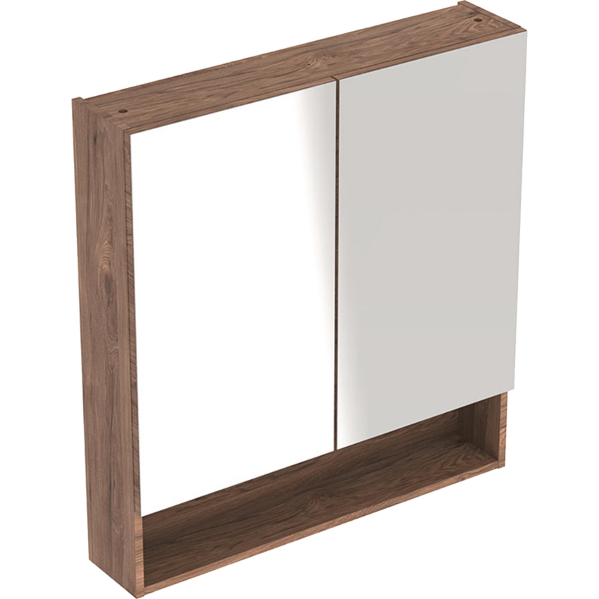 Immagine di Geberit SELNOVA SQUARE mobile specchio L.79 cm, due ante a chiusura ammortizzata, finitura noce americano 501.270.00.1