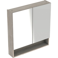 Immagine di Geberit SELNOVA SQUARE mobile specchio L.79 cm, due ante a chiusura ammortizzata, finitura noce americano chiaro 501.271.00.1