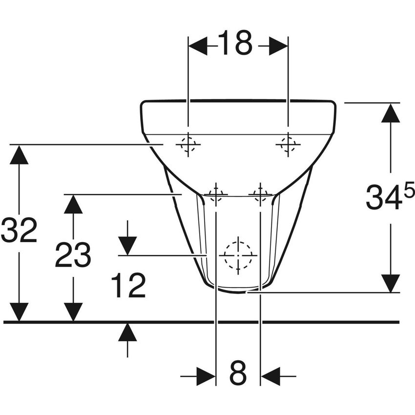 Immagine di Geberit SELNOVA SQUARE bidet sospeso, con foro rubinetteria e troppopieno, colore bianco finitura lucido 500.271.01.1