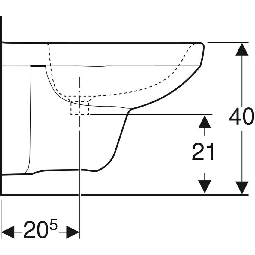 Immagine di Geberit SELNOVA SQUARE bidet sospeso, con foro rubinetteria e troppopieno, colore bianco finitura lucido 500.271.01.1