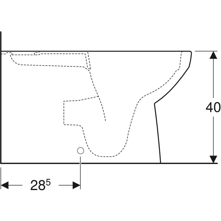 Immagine di Geberit SELNOVA SQUARE vaso a pavimento RimFree, a cacciata, per cassetta di risciacquo esterna monoblocco, senza sedile, con fissaggio nascosto e a filo parete, colore bianco finitura lucido 500.489.01.7