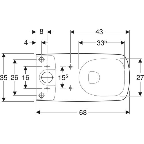 Immagine di Geberit SELNOVA SQUARE vaso a pavimento RimFree, a cacciata, per cassetta di risciacquo esterna monoblocco, senza sedile, con fissaggio nascosto e a filo parete, colore bianco finitura lucido 500.489.01.7