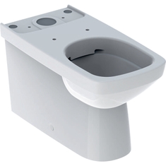 Immagine di Geberit SELNOVA SQUARE vaso a pavimento RimFree, a cacciata, per cassetta di risciacquo esterna monoblocco, senza sedile, con fissaggio nascosto e a filo parete, colore bianco finitura lucido 500.489.01.7