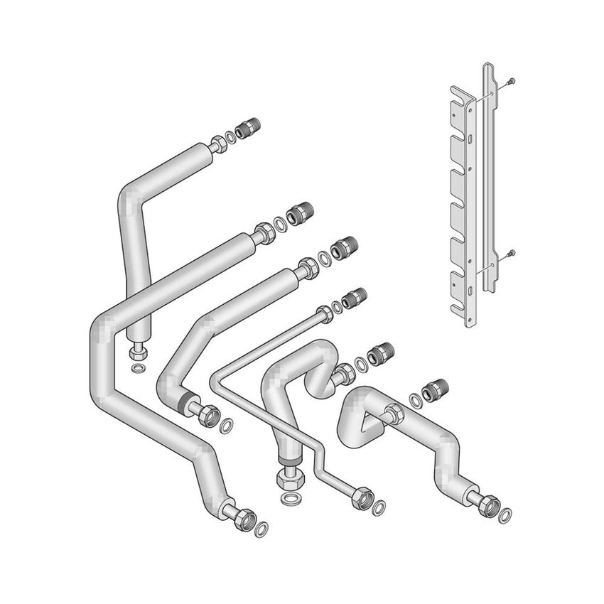 Immagine di Bosch Acc. 1521 Kit raccordi orizzontali predisposti peri collegamenti idraulici a DX della caldaia, di tipo pre-sagomato e coibentato 7738110021
