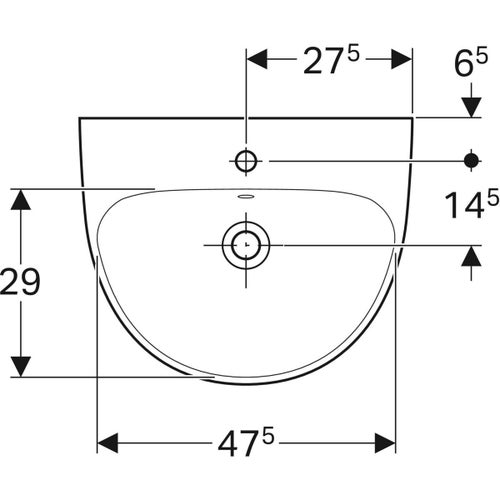 Immagine di Geberit SELNOVA lavabo L.55 cm, con foro rubinetteria e troppopieno, colore bianco finitura lucido 500.315.01.7