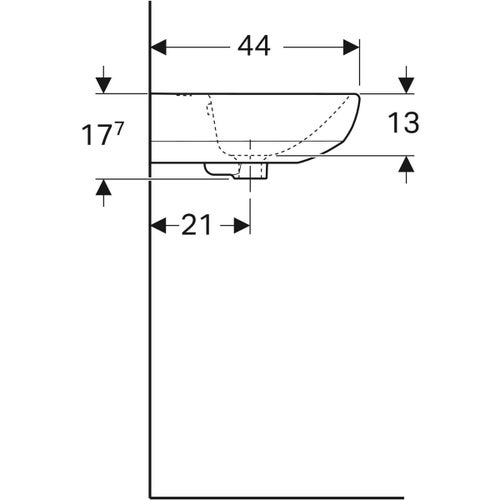 Immagine di Geberit SELNOVA lavabo L.55 cm, con foro rubinetteria e troppopieno, colore bianco finitura lucido 500.315.01.7