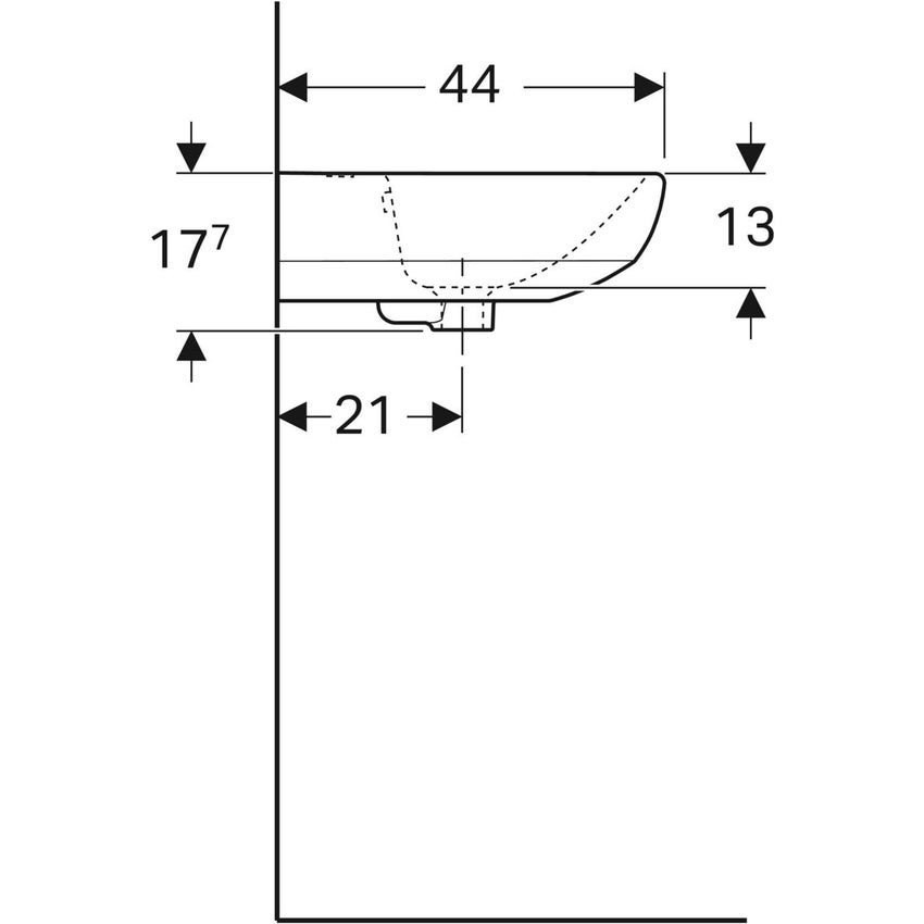 Immagine di Geberit SELNOVA lavabo L.55 cm, con foro rubinetteria e troppopieno, colore bianco finitura lucido 500.315.01.7