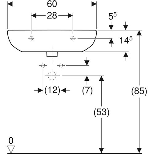 Immagine di Geberit SELNOVA lavabo L.60 cm, con foro rubinetteria e troppopieno, colore bianco finitura lucido 500.305.01.7