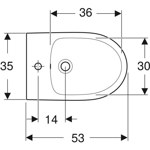 Immagine di Geberit SELNOVA bidet sospeso, con foro rubinetteria e troppopieno, colore bianco finitura lucido 500.264.01.7