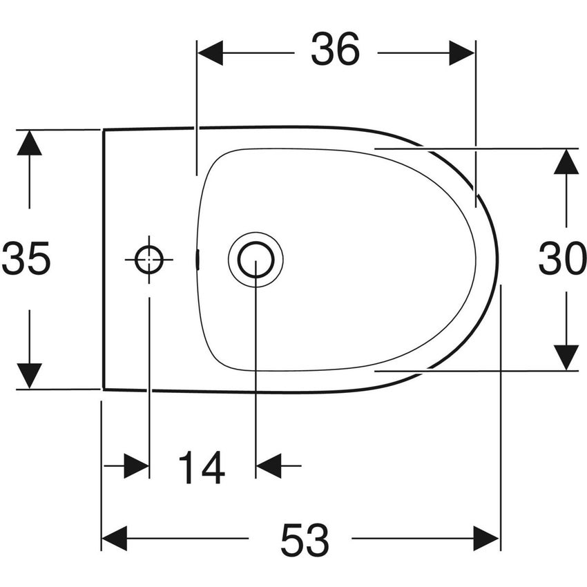Immagine di Geberit SELNOVA bidet sospeso, con foro rubinetteria e troppopieno, colore bianco finitura lucido 500.264.01.7