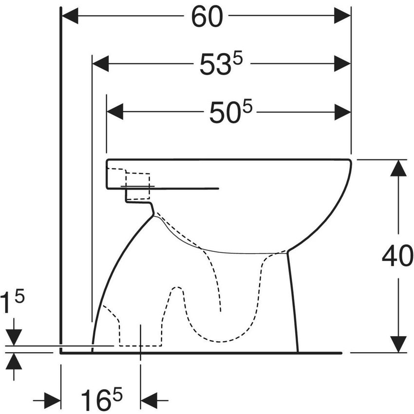 Immagine di Geberit SELNOVA vaso a pavimento con scarico verticale e fissaggio nascosto, senza sedile, colore bianco finitura lucido 500.956.00.7