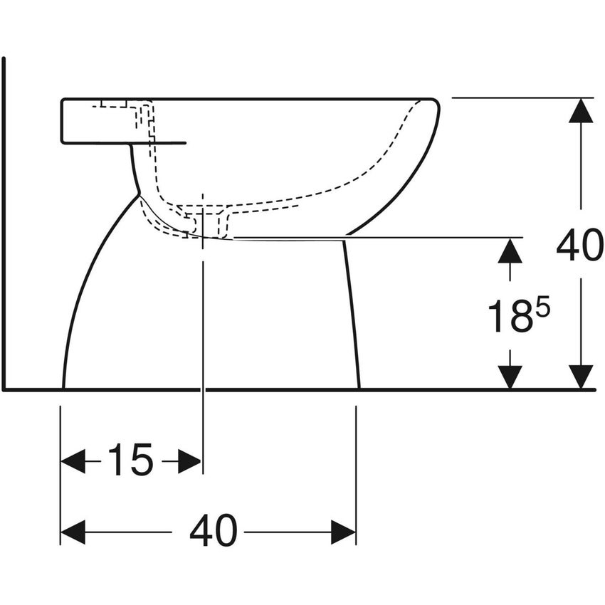 Immagine di Geberit SELNOVA bidet a pavimento, con fissaggio nascosto, con foro rubinetteria, senza troppopieno, colore bianco finitura lucido 500.288.01.7
