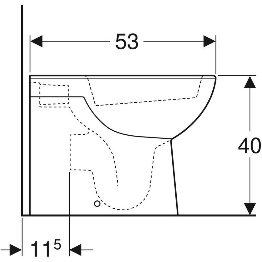 Immagine di Geberit SELNOVA vaso a pavimento, a filo parete, senza sedile, con scarico orizzontale o verticale e fissaggio nascosto, colore bianco finitura lucido 500.844.00.7